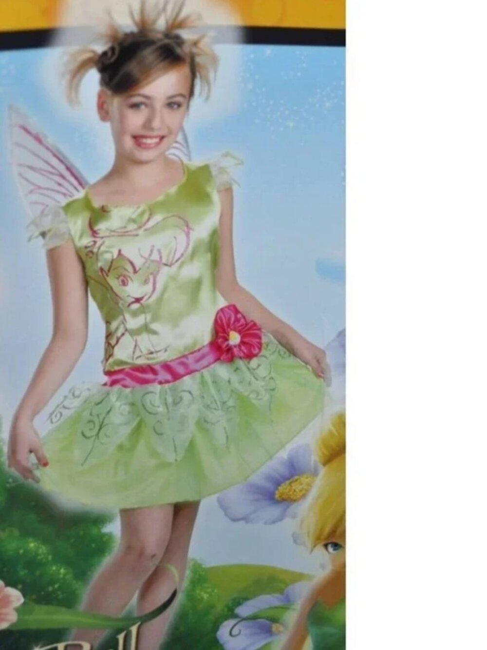 Tinkerbell Fairy Halloween Costume 10/12 Green Dress & Wings 2 Pc Girls Disney